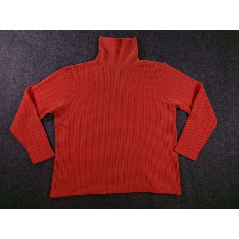 Limited America Sweater Women Large Orange Ribbed Turtleneck Cozy Y2K Boxy